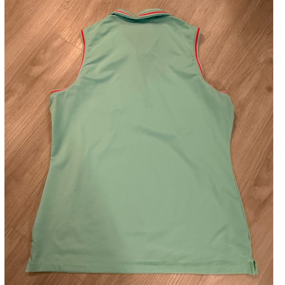 Nike Golf Tour Performance Sleeveless Polo Shirt Mint Green Orange Trim Large - Picture 2 of 10